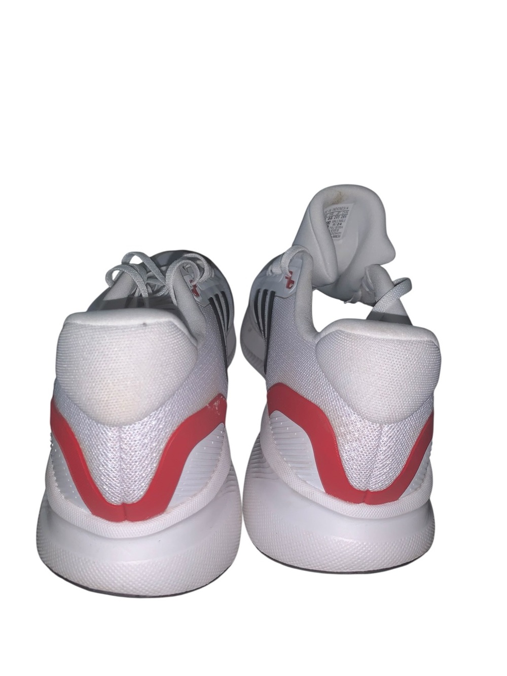 adidas White Sneakers with Gray Stripes and Red Heel Accent - Picture 3 of 6